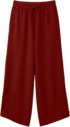 Wide Leg Sweatpants for Women Elastic High Waist Baggy Casual Palazzo Pants Soft Comfy Lounge Pants with Pockets in Saudi Arabia
