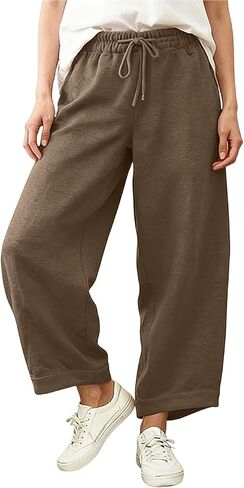 Wide Leg Sweatpants for Women Elastic High Waist Baggy Casual Palazzo Pants Soft Comfy Lounge Pants with Pockets in Saudi Arabia