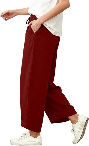 Wide Leg Sweatpants for Women Elastic High Waist Baggy Casual Palazzo Pants Soft Comfy Lounge Pants with Pockets in Saudi Arabia
