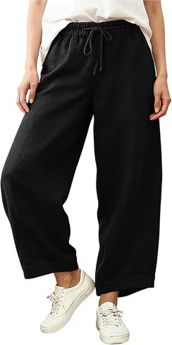 Wide Leg Sweatpants for Women Elastic High Waist Baggy Casual Palazzo Pants Soft Comfy Lounge Pants with Pockets in Saudi Arabia