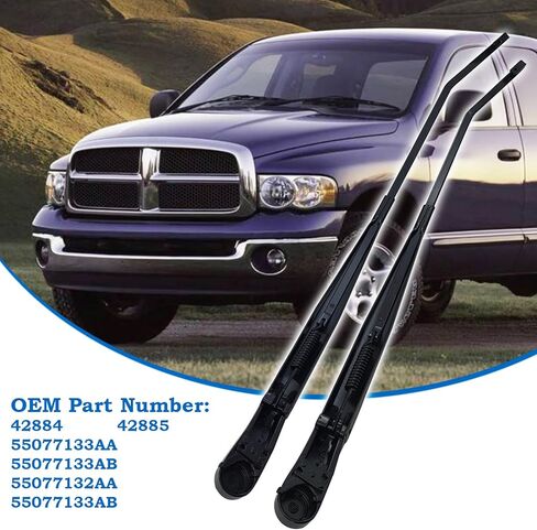 SHOWSEN 1 Pair Front Windshield Wiper Arm Compatible with 2002 2003 2004 Dodge Ram 1500 2500 3500 Replacement 55077133AA, 55077132AA，55077133AB in Saudi Arabia