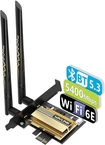 WiFi 6E PCIe AX5400M WiFi Card,2024 Network Crad Tri-Band AX210 Wireless Adapter with Bluetooth 5.3, MU-MIMO, WPA3, OFDMA, Low-Profile Bracket, Heat Sink,Wifi Adapter for Windows 10/11, Desktop and PC in Saudi Arabia