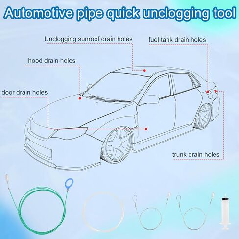 5pcs Sunroof Drain Cleaning Tool Kit, Long Pipe Cleaner with 1 Syringe Hose 2 Clean Brush 1 Syringe for Auto Car Sunroof (Style 2) in Saudi Arabia
