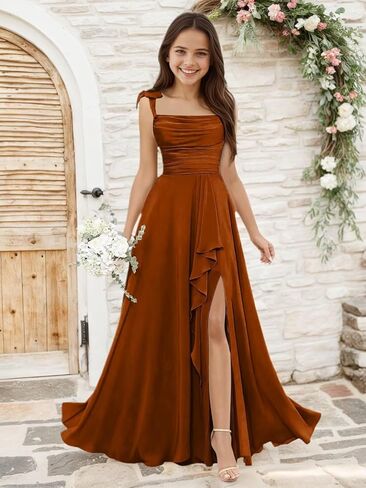 Chiffon Junior Bridesmaid Dresses Square Neck Flower Girl Dresses for Wedding Girls Party Dress in Saudi Arabia