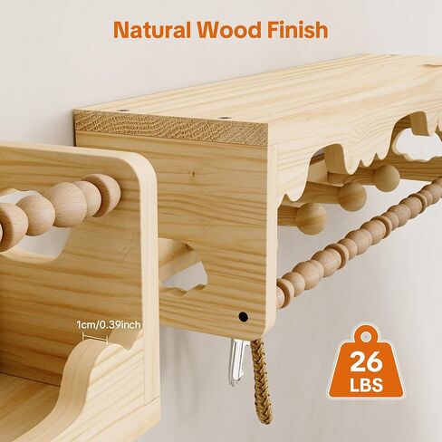 Nursery Shelves for Wall,3 Pack Pine Wood Nursery Floating Book Shelves,Scalloped Floating Shelves for Living Room and Bedroom Wall Decor in Saudi Arabia