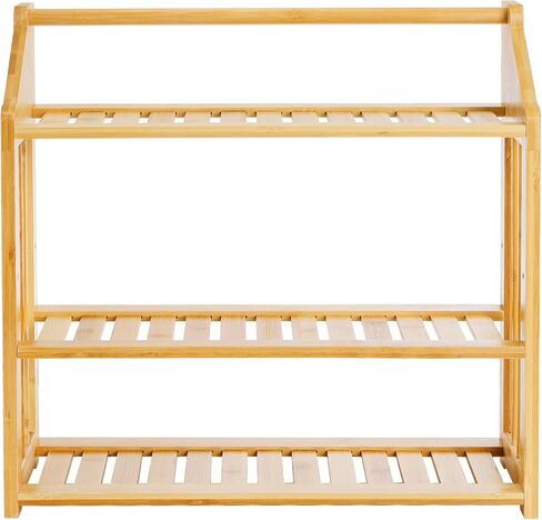 Goaste Bamboo Over The Toilet Storage Shelf, 3-Tier Wall Mounted Bamboo Rack Organizer, Floating Rack with Hanging Rod, Free Standing Shower Shelf with Adjustable Layer for Kitchen, Bathroom, Home in Saudi Arabia