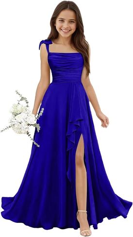 Chiffon Junior Bridesmaid Dresses Square Neck Flower Girl Dresses for Wedding Girls Party Dress in Saudi Arabia