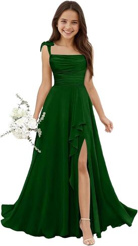 Chiffon Junior Bridesmaid Dresses Square Neck Flower Girl Dresses for Wedding Girls Party Dress in Saudi Arabia