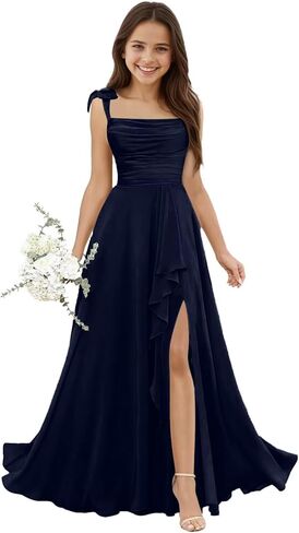 Chiffon Junior Bridesmaid Dresses Square Neck Flower Girl Dresses for Wedding Girls Party Dress in Saudi Arabia