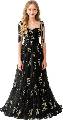 فستان فتاة الزهور من التل المطرز على شكل قلب فساتين وصيفة العروس الصغيرة متدرجة مكشكشة فستان حفلات رسمي للحفلات in Kuwait