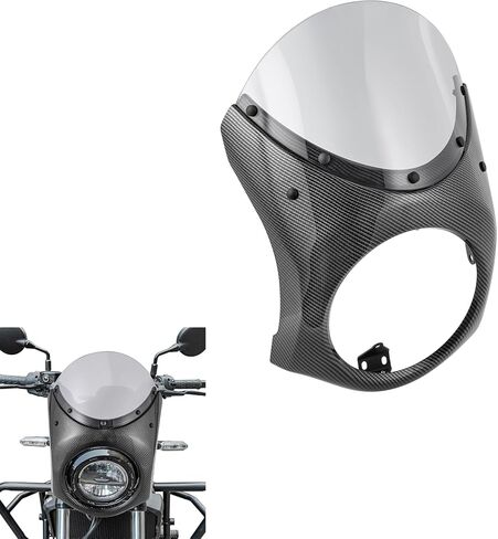 Motorcycle Front Headlight Fairing Cowl with Smoke Windshield Deflector Compatible with Eliminator 500 2024 2025 Windscreen Visor, Carbon Fiber in Kuwait