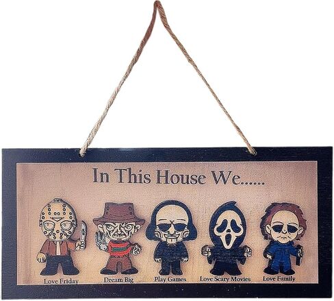 Halloween Horror Character Wooden Picture Frame, Retro Wall Hanging Decoration, Timeless Movie Theme, Wood Material, 11x14, Decorative Sign for Home, Bar, Party, Indoor Outdoor Decor in Kuwait