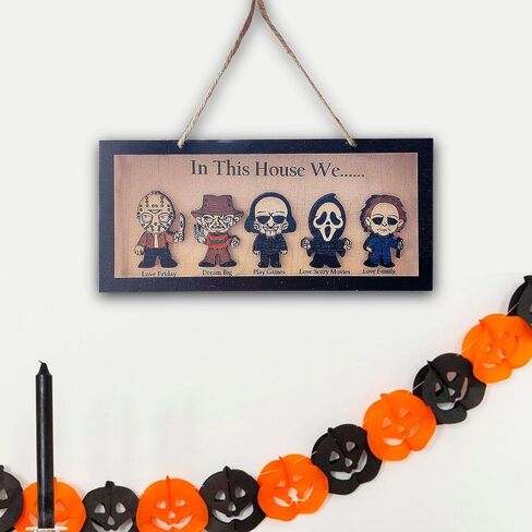 Halloween Horror Character Wooden Picture Frame, Retro Wall Hanging Decoration, Timeless Movie Theme, Wood Material, 11x14, Decorative Sign for Home, Bar, Party, Indoor Outdoor Decor in Kuwait
