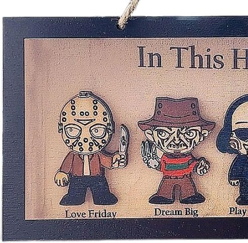 Halloween Horror Character Wooden Picture Frame, Retro Wall Hanging Decoration, Timeless Movie Theme, Wood Material, 11x14, Decorative Sign for Home, Bar, Party, Indoor Outdoor Decor in Kuwait