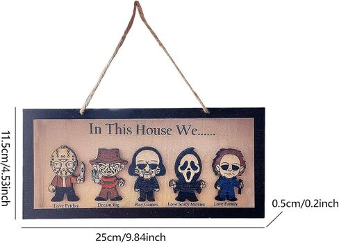 Halloween Horror Character Wooden Picture Frame, Retro Wall Hanging Decoration, Timeless Movie Theme, Wood Material, 11x14, Decorative Sign for Home, Bar, Party, Indoor Outdoor Decor in Kuwait