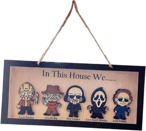 Halloween Horror Character Wooden Picture Frame, Retro Wall Hanging Decoration, Timeless Movie Theme, Wood Material, 11x14, Decorative Sign for Home, Bar, Party, Indoor Outdoor Decor in Kuwait
