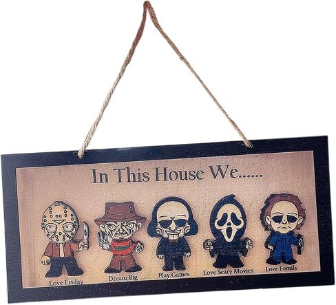Halloween Horror Character Wooden Picture Frame, Retro Wall Hanging Decoration, Timeless Movie Theme, Wood Material, 11x14, Decorative Sign for Home, Bar, Party, Indoor Outdoor Decor in Kuwait