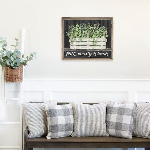 Faith Family Friends Floral Print In Wooden Crate Farmhouse Style Wood Wall Decor Sign With Frame 24x30 in Saudi Arabia