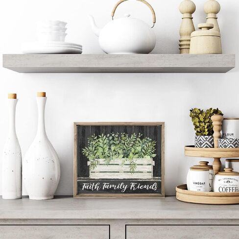 Faith Family Friends Floral Print In Wooden Crate Farmhouse Style Wood Wall Decor Sign With Frame 24x30 in Saudi Arabia