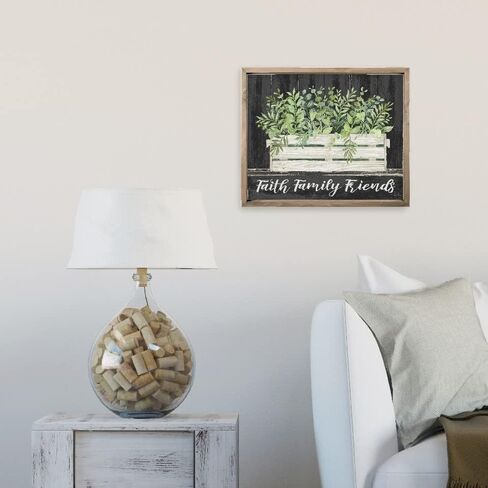 Faith Family Friends Floral Print In Wooden Crate Farmhouse Style Wood Wall Decor Sign With Frame 24x30 in Saudi Arabia