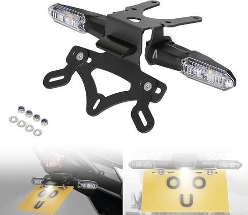 حامل لوحة ترخيص مزيل الحاجز KLE300 مع دعامة خلفية بإضاءة LED متوافقة مع Versys-X300 X250 Kle300/ABS KLE250/ABS 2017-2025 مجموعة مؤشر إشارة الانعطاف الذيل المرتب (Smork) in Kuwait