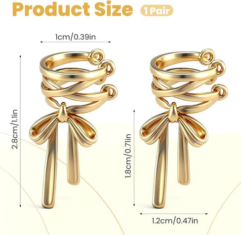 Bow Ear Cuffs Non Piercing, Gold Bow Clip on Earrings Adjustable Cartilage Dangle Earrings Jewelry for Women in Saudi Arabia