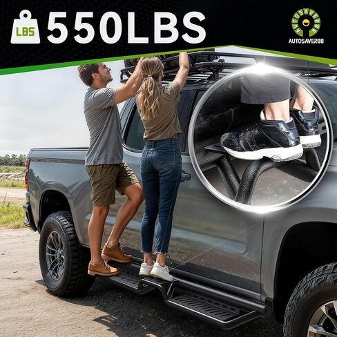 لوحات تشغيل AUTOSAVER88 ذات درجين جانبيين متوافقة مع 2019-2026 Chevy Silverado GMC Sierra 1500 Crew Cab، 2020-2026 2500HD 3500HD، خطوات مطلية بمسحوق أسود قضبان نيرف قطرة in Saudi Arabia