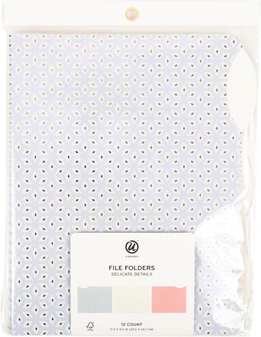 U Brands File Folders Set, Office Supplies, 1/3-Cut Tabs in Assorted Positions, Letter Size, FSC Certified, 12 Count (Delicate Details) in Saudi Arabia