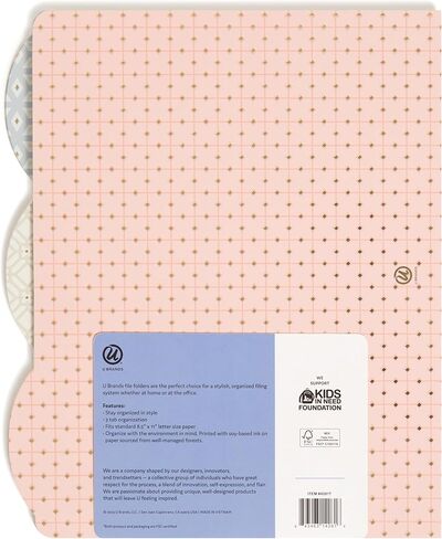 U Brands File Folders Set, Office Supplies, 1/3-Cut Tabs in Assorted Positions, Letter Size, FSC Certified, 12 Count (Delicate Details) in Saudi Arabia