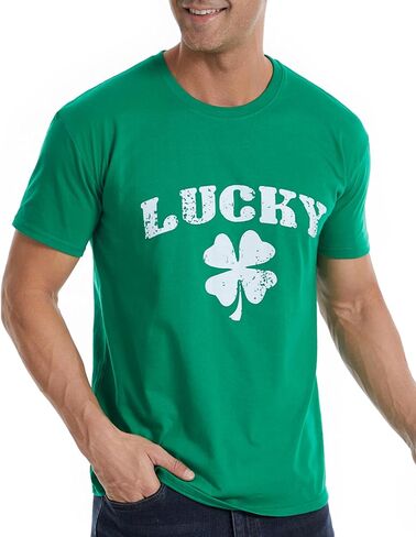 قمصان عيد القديس باتريك للرجال Lucky Irish Green Shamrock Graphic Tee Funny Saint Clover تي شيرت مطبوع in Kuwait