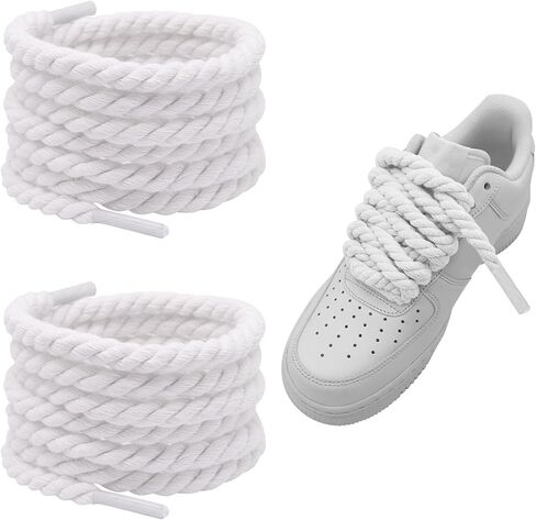 أربطة أحذية من الحبال السميكة للقوات الجوية 1، زوج واحد من أربطة الحذاء الملتوية القطنية المكتنزة البديلة للرجال والنساء in Kuwait