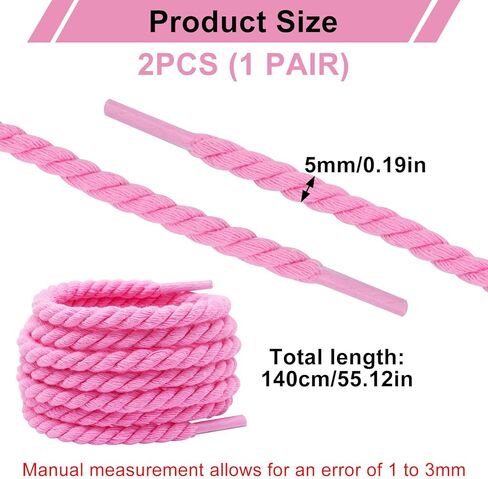 Thick Rope Shoe Laces for Air Force 1, 1 Pair Cotton Chunky Twisted Shoelaces Replacement Shoestrings for Men Women in Saudi Arabia
