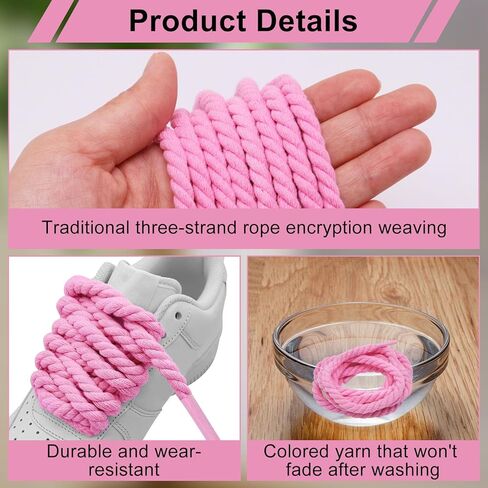 Thick Rope Shoe Laces for Air Force 1, 1 Pair Cotton Chunky Twisted Shoelaces Replacement Shoestrings for Men Women in Saudi Arabia