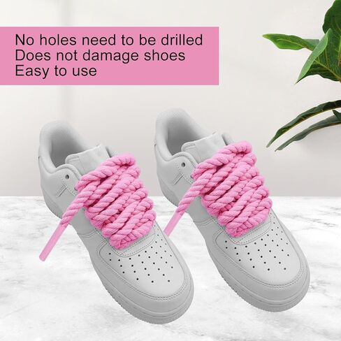 Thick Rope Shoe Laces for Air Force 1, 1 Pair Cotton Chunky Twisted Shoelaces Replacement Shoestrings for Men Women in Saudi Arabia