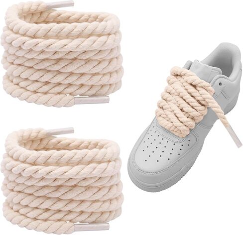 Thick Rope Shoe Laces for Air Force 1, 1 Pair Cotton Chunky Twisted Shoelaces Replacement Shoestrings for Men Women in Saudi Arabia