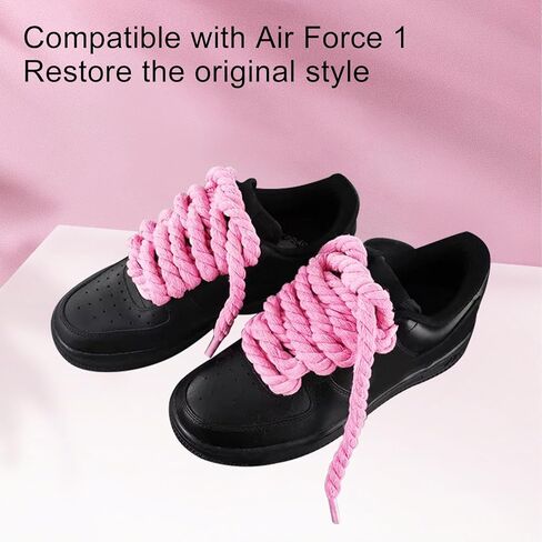 Thick Rope Shoe Laces for Air Force 1, 1 Pair Cotton Chunky Twisted Shoelaces Replacement Shoestrings for Men Women in Saudi Arabia