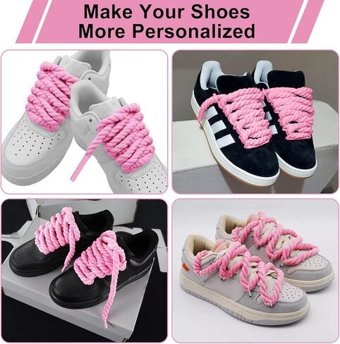 Thick Rope Shoe Laces for Air Force 1, 1 Pair Cotton Chunky Twisted Shoelaces Replacement Shoestrings for Men Women in Saudi Arabia