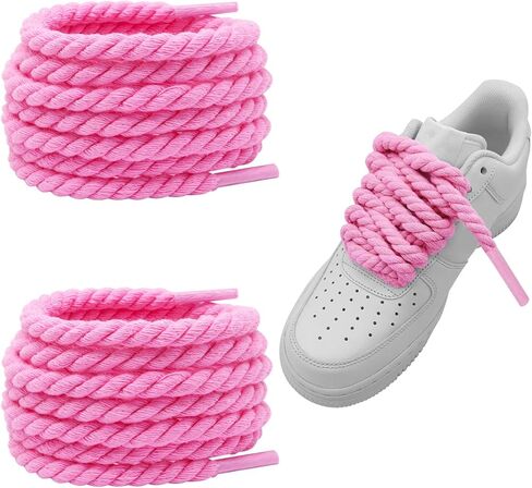 Thick Rope Shoe Laces for Air Force 1, 1 Pair Cotton Chunky Twisted Shoelaces Replacement Shoestrings for Men Women in Saudi Arabia