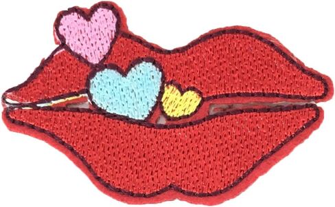 Kissy Kiss Lips Embroidered Iron On Patch Applique, Red in Kuwait