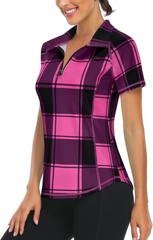 LURANEE Women's Short Sleeve Moisture Wicking Athletic Shirts Quarter Zip Pullover in Kuwait