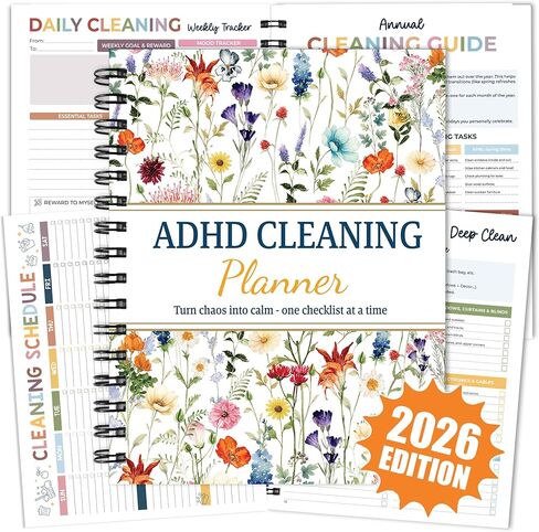ADHD Cleaning Planner - Cleaning Schedule and Checklist Organizer for Adults and Teens - Daily, Weekly & Monthly Household Cleaning Checklist for ADHD Minds - Stress-Free Housework in Saudi Arabia