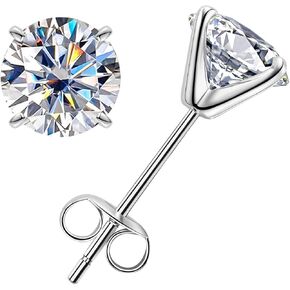 أقراط مويسانيتي من الذهب الأبيض عيار 14 قيراط 2 قيراط D اللون FL Lab Grown Diamond من الذهب الصلب الحقيقي 4 شقوق لا تسبب الحساسية للنساء والرجال in Kuwait