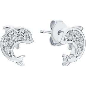 Cute Dolphin 14k Gold Diamond Stud Earrings, Fish Stud Earring, Animal Fish Stud, Post Cartilage Piercing, Gift for Her in Saudi Arabia