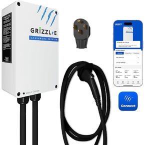 Grizzl-E Classic Connect 40A / 9.6 kW Level 2 EV Charger، UL تم اختباره واعتماده، Energy Star، علبة معدنية داخلية / خارجية محطة شحن حائط ذكية للسيارة الكهربائية، NEMA 14-50، J1772، أسود in Kuwait