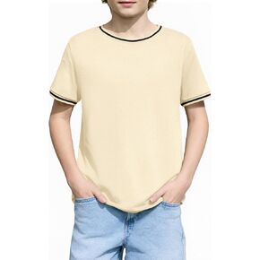 Haloumoning الأولاد تي شيرتات قصيرة الأكمام الاطفال الصيف عادية Crewneck قمصان بلوزات على الموضة تيز 5-14 سنة in Kuwait