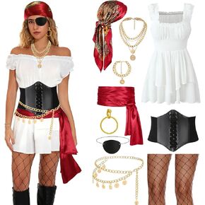 GERVAISE Womens Pirate Costume Accessories Full Set Halloween Costume Theme Party Outfit in Saudi Arabia