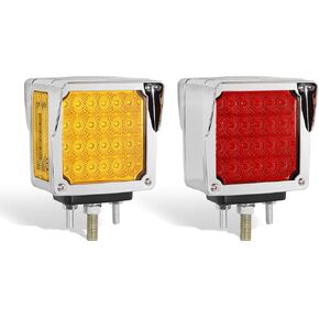 قطعتان من مصابيح حاجز القاعدة 78LED، مصابيح إشارة الانعطاف المربعة ذات الوجه المزدوج مع قناع شفاف مقاوم للماء مع ضوء وامض لشاحنة Peterbilt 579 587 Kenworth W900 Freightliner in Kuwait