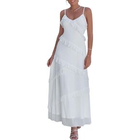 فساتين نسائية لحفلات الزفاف ذات طبقات مكشكشة فستان ماكسي شبكي فستان كوكتيل وحفلات النادي فساتين صيفية غير رسمية in Kuwait