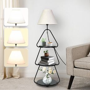 Floor Lamp with Shelves, Modern 5 Tier Corner Shelf Lamp with 3 Color Temperature Bulb, Storage Home Decor Organizer Shelves for Bedroom Living Room, Black in Kuwait