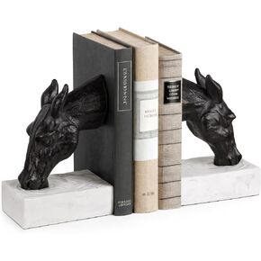 Book Ends for Shelves, Horse Decorative Bookends for Heavy Books, Heavy Duty Book Ends with Anti-Slip Base Book Stopper for Shelves Books Home Office Decor (Black) in Saudi Arabia